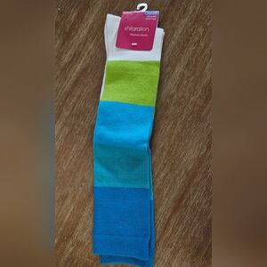 2/$10 ★ Xhilaration Women's Blue and Green Striped Socks Pink Stripes Blue Socks